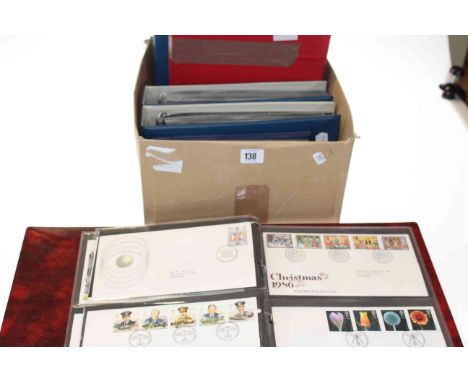 Box of first day covers in six albums, 1960's onwards