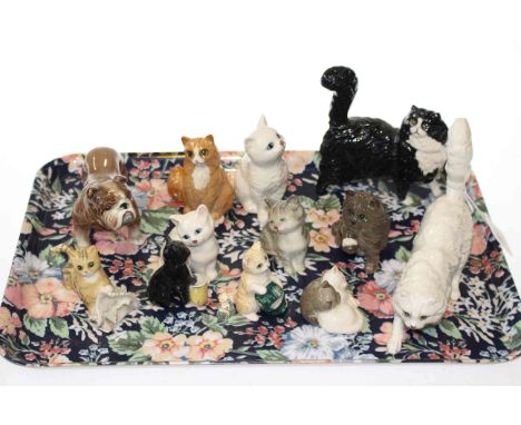 Eleven Royal Doulton models of cats and a Sylvac dog model (12)