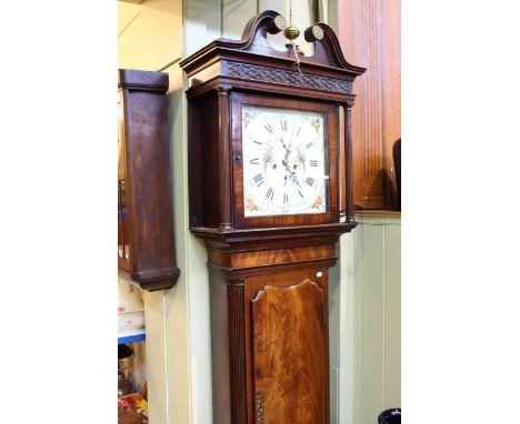 George III mahogany eight day longcase clock, the 13 inch square painted dial signed Jas. Lomax, Blackburn, the handsome case