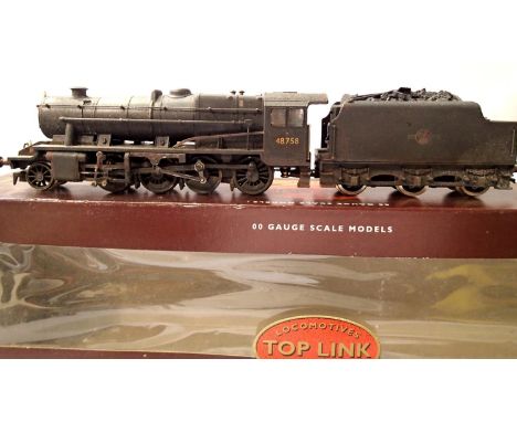 Hornby R2055 class 8F locomotive, renumbered and detailed by Morays Model Centre 48758, Black Late Crest, weathered. Very goo
