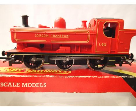 Hornby Pannier tank red, London Transport, L90, excellent condition, box is poor. P&amp;P Group 1 (£14+VAT for the first lot 