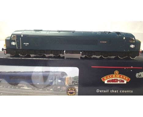 Bachmann 32-651, class 44 diesel Penyghent 4408, blue. In fair condition, damage to nameplate, handrails, cab glazing, box is