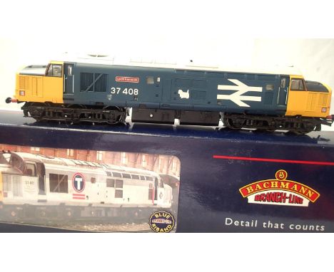 Bachmann 32-377, class 37 diesel Loch Rannoch 37408, blue. In very good to excellent condition, requires buffers and coupling