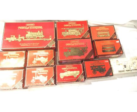 Twelve matchbox Yesteryears comprising of Scammell and train load, Leyland lorry, two Leyland fire, four roller, Showmans, tw