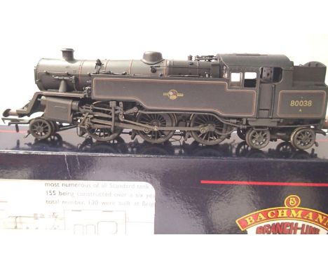 Bachmann 32-356 standard class tank 80038, Black Late Crest, weathered, excellent condition, box with wear. P&amp;P Group 1 (
