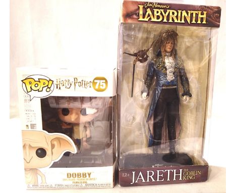 McFarlane Toys Jim Hensons Labyrinth Jareth, The Goblin King H: 20 cm, and Harry Potter 75 Dobby 8 cm, both excellent conditi