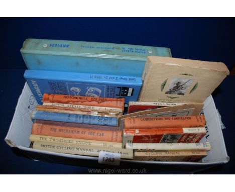 A quantity of assorted Motor Car and Motorcycle books including Austin 7, Model T Ford, workshop manuals for Landrover 2 and 