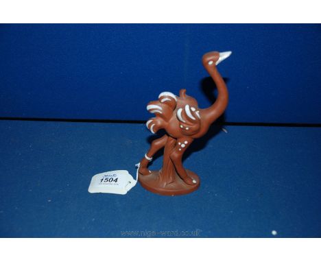A 1956 Goebel KT188 terracotta Ostrich, signed to base. 