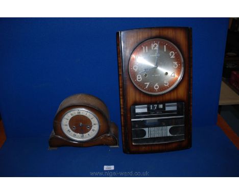A President 31 day Wall Clock with day and date roller together with a Bentine eight day movement mantle clock.