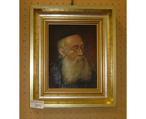 Oil board Portrait of Rabbi by L J Szozeponek 1998 18 cms x 14 cms