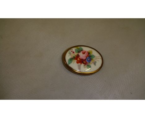 Royal Worcester plaque set as a brooch
