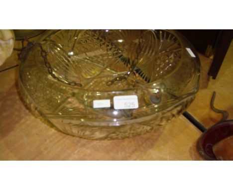 Large vintage cut glass ceiling light bowl 18 cms x 40 cms