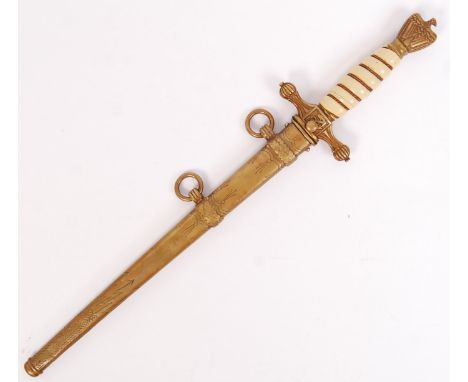 An original WWII Second World War German Third Reich Nazi Navy / Naval officer's dagger. The blade marked for EuF Horster, So