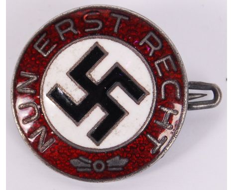 An original WWII Second World War NSDAP Nazi German Third Reich enamel pin badge with swastika &amp; Nun Erst Recht (Now All 