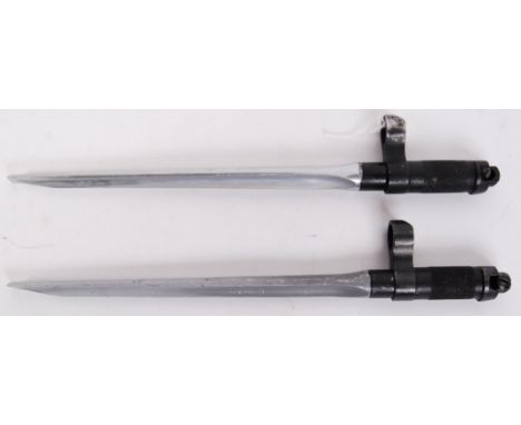 Two scarce original 1960's Chinese SKS Paratrooper Cruciform Pigsticker rifle bayonets. Without scabbard. Both Measure approx