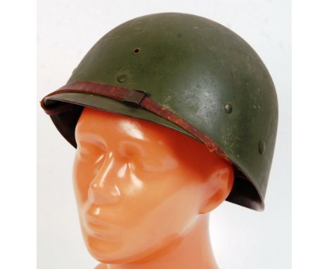 An original American US Army issue WWII Second World War M1 / Liner military plastic helmet with inner lining. 'David Singlet