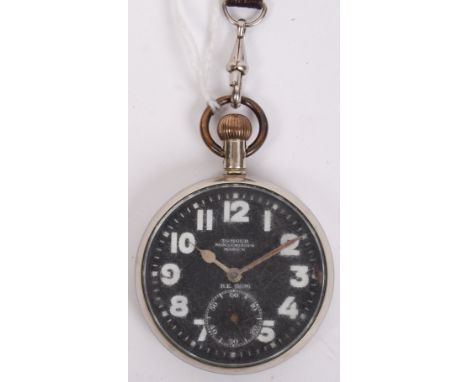 A good First World War Royal Flying Corp (R.F.C.) thirty hour open faced cockpit / pocket watch, in plated case with button-w
