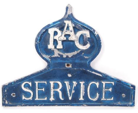 A fantastic rare original vintage ' RAC Service ' Royal Automobile Club aluminium roadside advertising wall plaque / crest. L