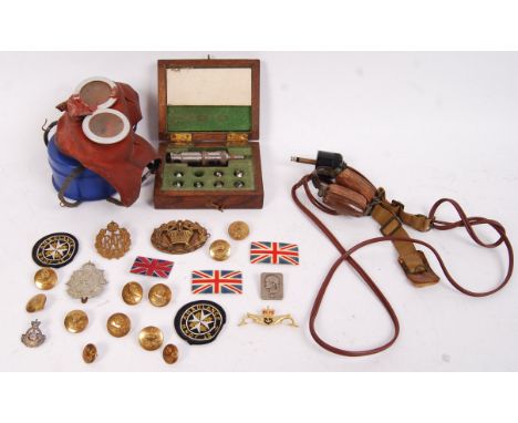 A collection of vintage post-WWII Second World War items to include; aircraft throat microphone, Vanmar Mark II 1959 IC6456 C