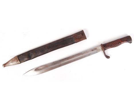 An original WWI First World War period Imperial German Seitengewehr mauser rifle bayonet. With original leather and steel sca