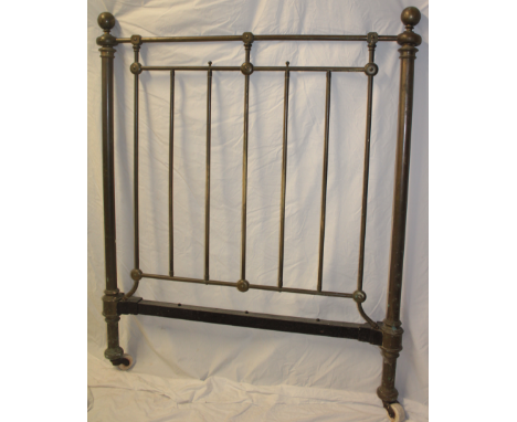 A Victorian all-brass single bed with rail ends and side irons 45" wide 