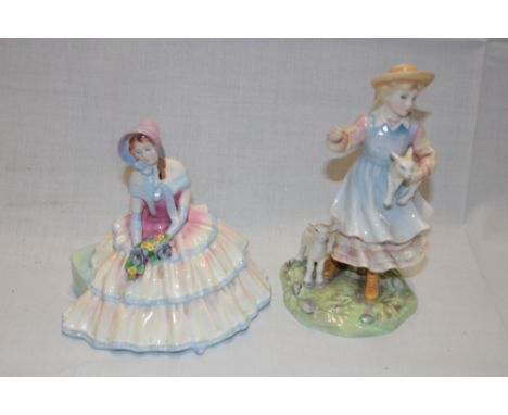 Two Royal Doulton china female figures "Day Dreams/The Shepherdess"