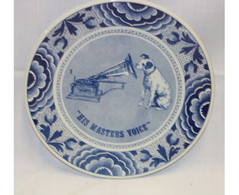 A Dutch His Master's Voice ceramic commemorative plate, 12" diameter