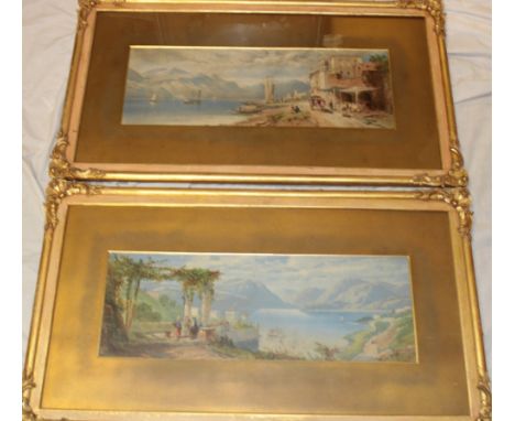 A pair of late 19th Century coloured prints depicting Mediterranean scenes with figures, framed and glazed