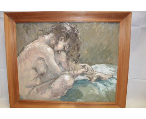 Pauline Haverday - oil on boardA study of a female nude, signed to verso, 18½" x 23"