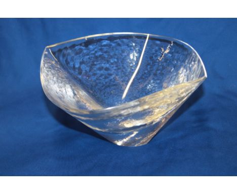 A studio glass leaf-shaped bowl by Sarah Bowler signed and dated 1989 10" long