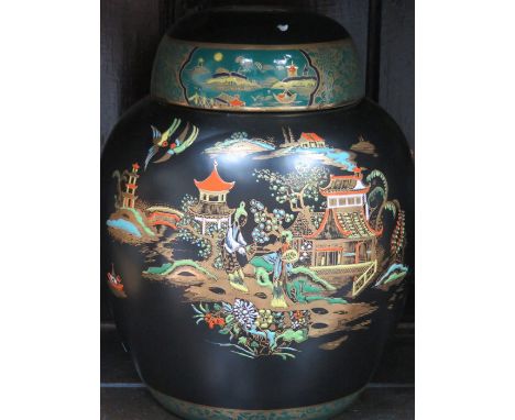 CARLTON WARE ROUGE NOIR CERAMIC GINGER JAR WITH COVER 
