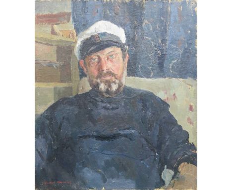 WILLIAM GARFIT FRAMED OIL ON BOARD PORTRAIT OF A SEA CAPTAIN, DATED 65, APPROXIMATELY 62cm x 53cm