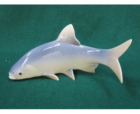 GLAZED ROYAL COPENHAGEN CERAMIC FIGURE OF SALMON, NUMBER 2675