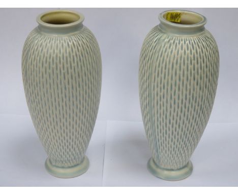 PAIR OF BRETBY GLAZED CERAMIC VASES 