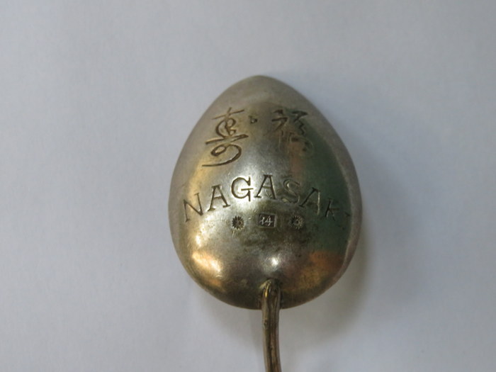 SET OF FOUR NAGASAKI JAPAN 84 RUSSIAN SILVER SPOONS WITH DRAGON HANDLES