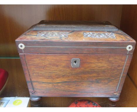 INLAID ROSEWOOD TEA CADDY 