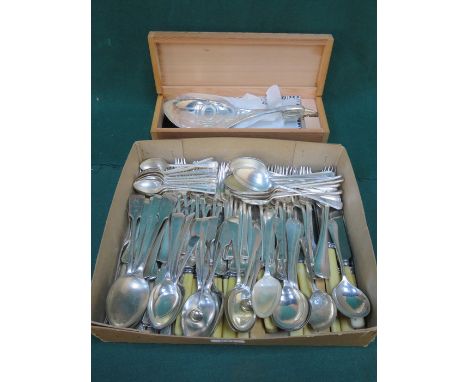 LARGE QUANTITY OF VARIOUS SILVER PLATED PLATE WARE AND CANADIAN RAVEN LADLE ALSO SINGLE SILVER SPOON