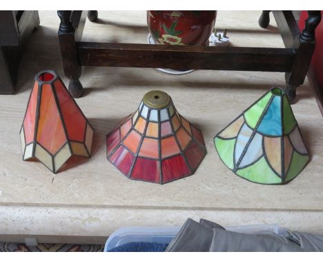THREE TIFFANY STYLE LAMP SHADES 