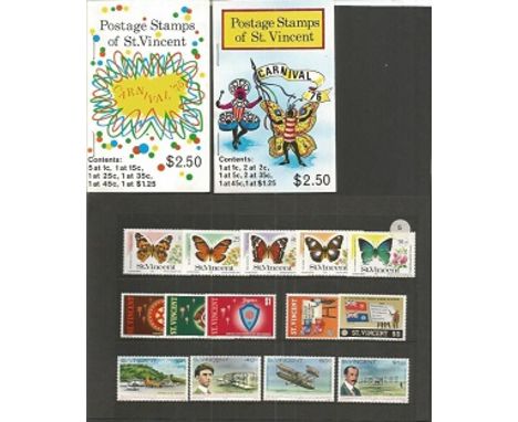 Stamp Collection. Six folders full of stamps. Includes St Vincent stamp booklets, mini sheets etc, British Commonwealth inclu