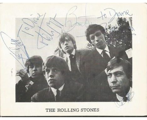 Rolling Stones autographed 6x4 photo. Exceptionally rare 6x4 black and white photograph autographed by legendary rock band Th