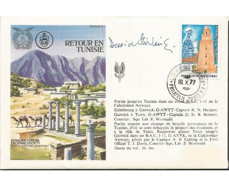 Sir David Stirling signed cover. Retour en Tunisie Escaping Society cover signed by Colonel Sir Archibald David Stirling DSO 
