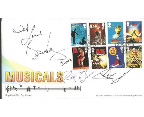 Queen signed cover. Musicals first day cover signed by the surviving members of the rock band Queen - Brian May, Roger Taylor