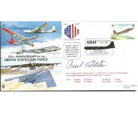 Paul Tibbets signed cover. 1997 50th Anniversary of the United States Air Force cover flown in a Boeing B17 Flying Fortress a