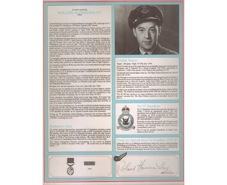 Flying Officer Roland Hammersley DFM RAFVR.  RAF Bomber Command profile.  Signature of Wireless Operator/Air Gunner Flew 29 m