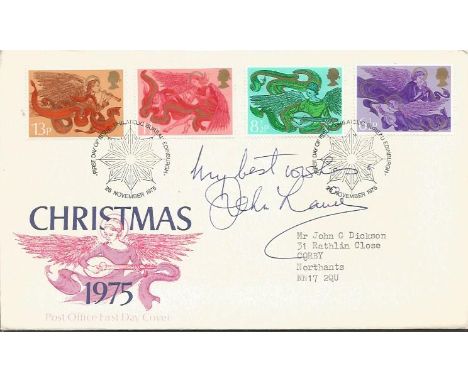 John Laurie signed Christmas 1975 FDC. Laurie (1897 - 1980) was best known as Private Frazer in Dad's Army. 