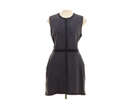 A LOUIS VUITTON NAVY AND MONOGRAM PRINT DENIM DRESS
Navy blue elastane and denim sleeveless dress, with LV monogram print to 