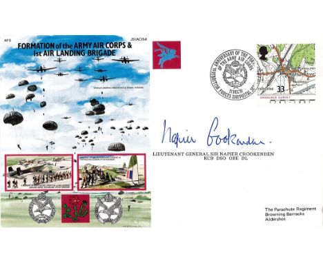 Lt Gen Sir Napier Crookenden Signed Formation of Army Air Corps and 1st Air Landing Brigade. British Stamp with 21 Dec 91 Pos