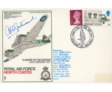 Group Captain Alfred K Gatward DSO DFC Signed RAF North Coates First Day cover. British stamp and PostmarkAll autographs come