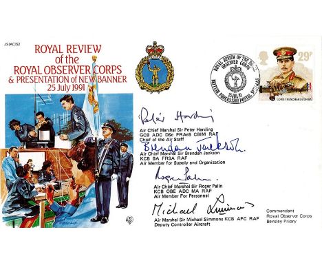 4 Signed Royal Review of the Royal Observer Corps and Presentation of New Banner 25th July 1991 FDC. Signed by ACM Sir Peter 