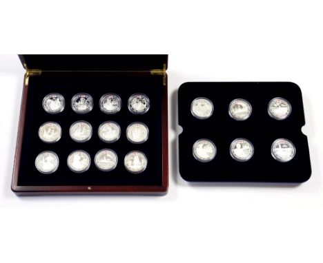 THE HISTORY OF THE ROYAL NAVY.  A SET OF EIGHTEEN PROOF SILVER COMMEMORATIVE CROWNS, CASED, APPROX 16OZS 10DWTS
